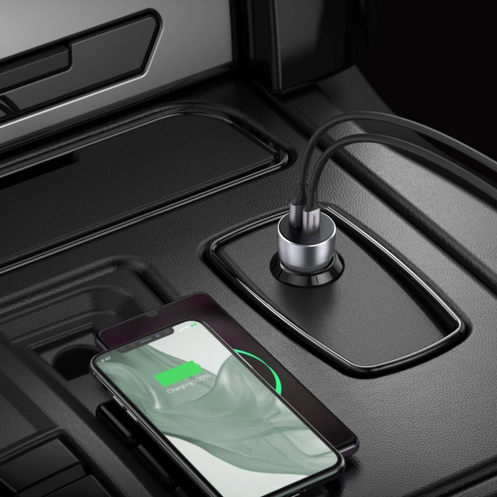 Auto punjač UGREEN CD213, 36W, 3A, 1 x USB-A - 1 x USB-C, Sivi