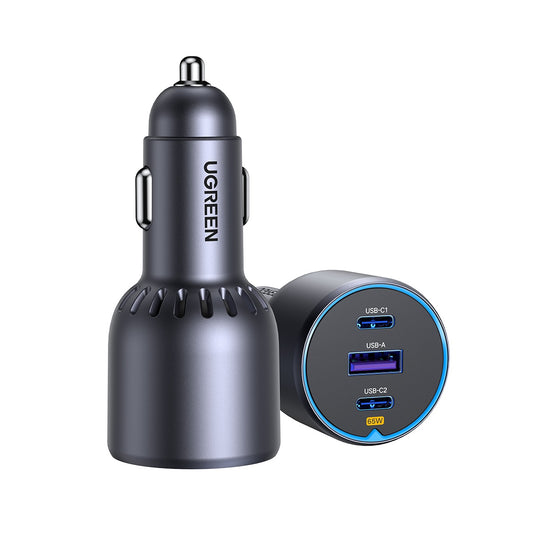 Car Charger UGREEN EC703, 75W, 3.25A, 1 x USB-A - 2 x USB-C, Black 