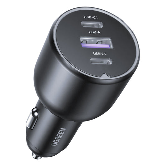 Car Charger UGREEN EC705, 130W, 5A, 1 x USB-A - 2 x USB-C, Grey