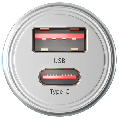 Auto punjač 3MK HyperCharger, 30W, 5A, 1 x USB-A - 1 x USB-C, Srebrni