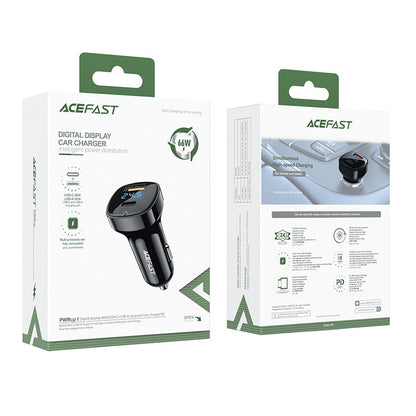 Auto punjač Acefast B4, 66W, 3A, 1 x USB-A - 1 x USB-C, Crni