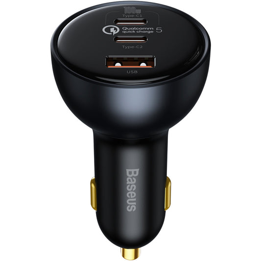 Car Charger with USB-C Cable Baseus Qualcomm USB-C, 160W, 3A, 1 x USB-A - 2 x USB-C, Grey TZCCZZM-0G