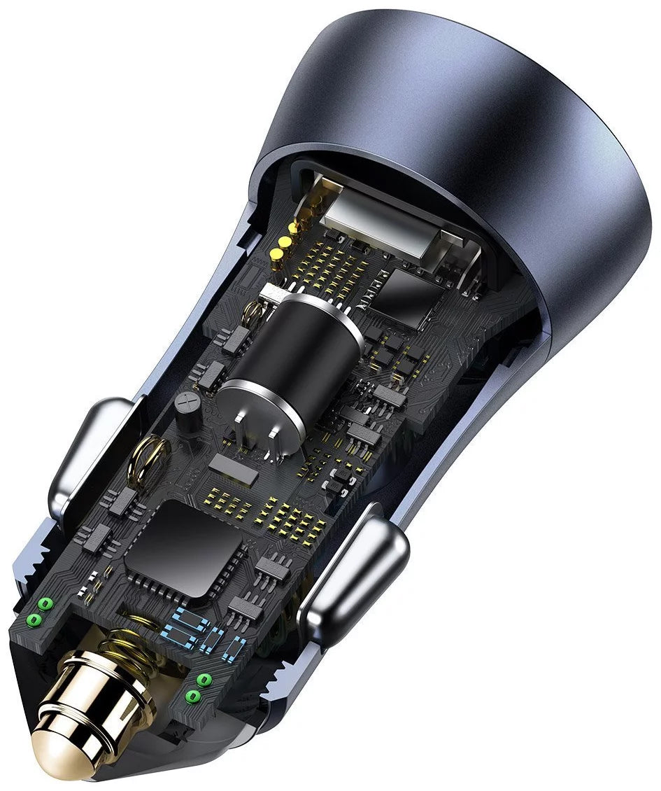 Auto punjač Baseus Golden Contactor Pro Dual, 40W, 3A, 2 x USB-A, Sivi CCJD-A0G