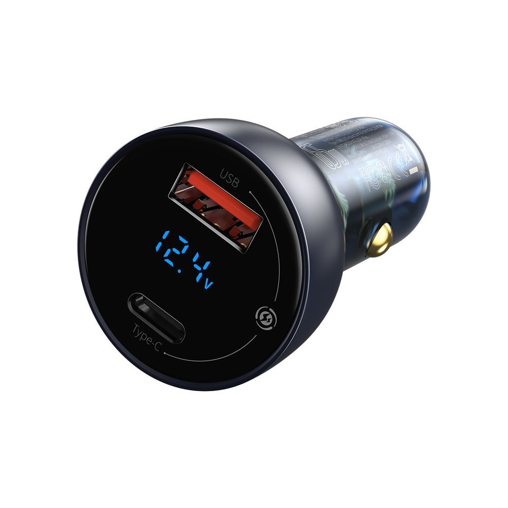 Auto punjač Baseus, 65W, 5A, 1 x USB-A - 1 x USB-C, Sivi CCKX-C0G