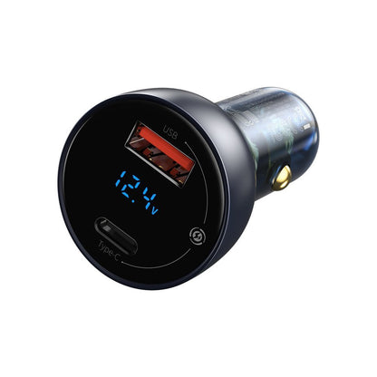 Auto punjač Baseus, 65W, 5A, 1 x USB-A - 1 x USB-C, Sivi CCKX-C0G