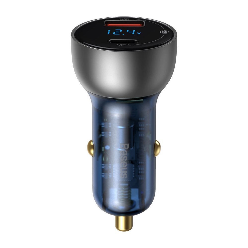 Auto punjač Baseus, 65W, 5A, 1 x USB-A - 1 x USB-C, Sivi CCKX-C0A