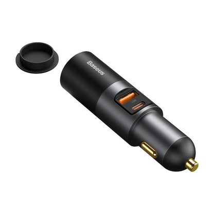 Car Charger Baseus Share Together, 120W, 3A, 1 x Cigarette Lighter Extension - 1 x USB-A - 1 x USB-C, Grey CCBT-C0G 