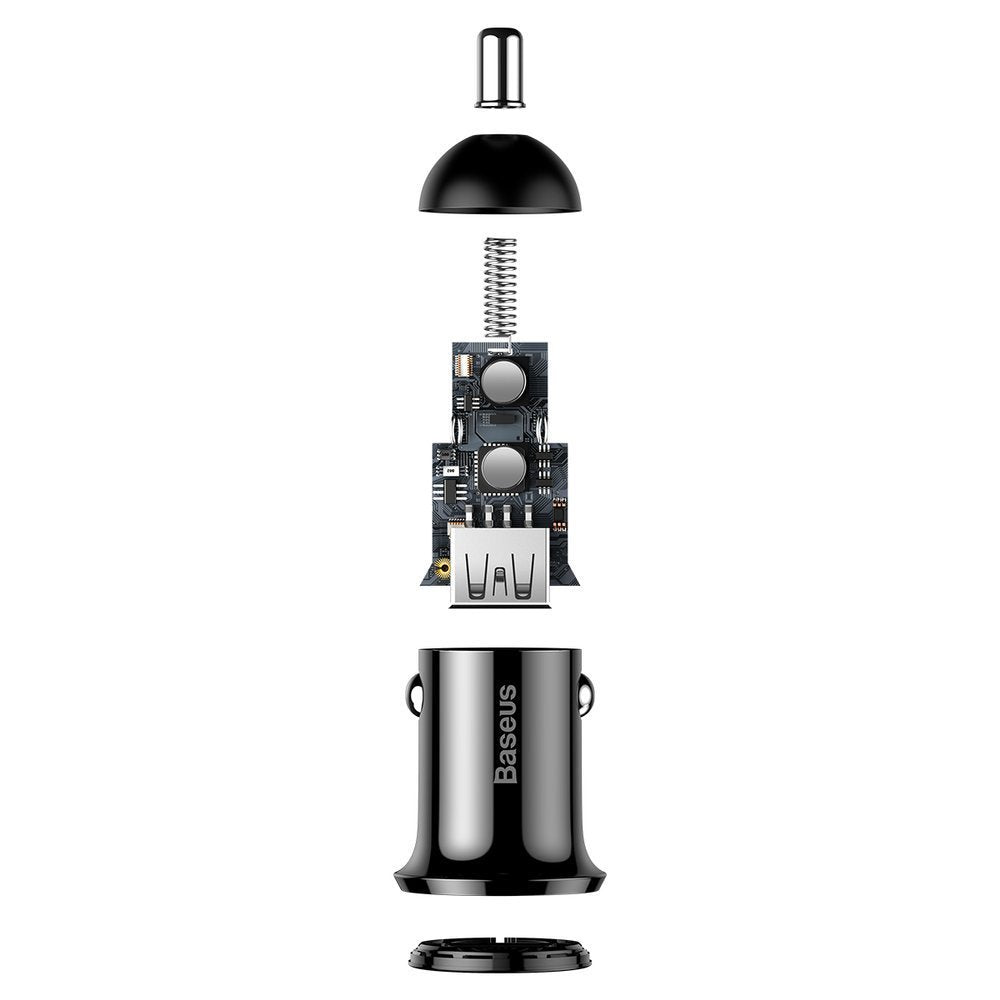 Auto punjač Baseus Grain Pro, 24W, 2.4A, 2 x USB-A, Crni CCALLP-01