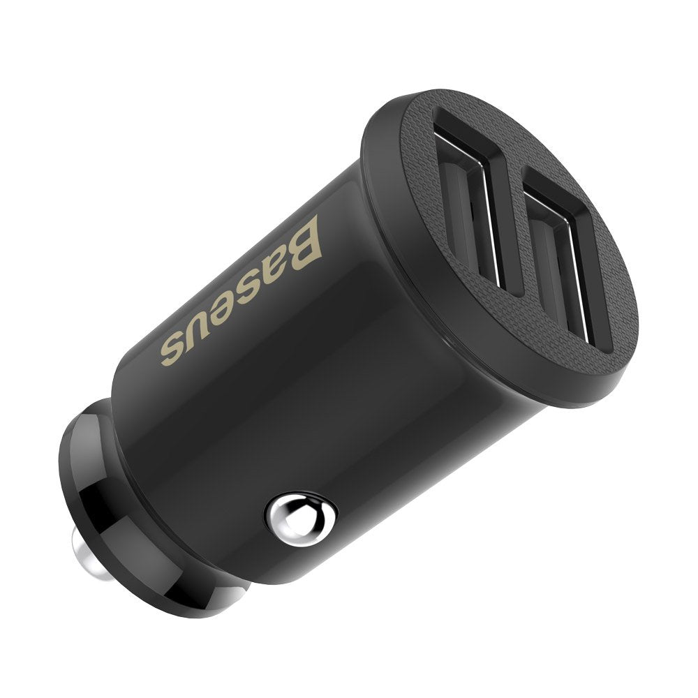 Car Charger Baseus Grain, 10W, 2.4A, 2 x USB-A, Black CCALL-ML01