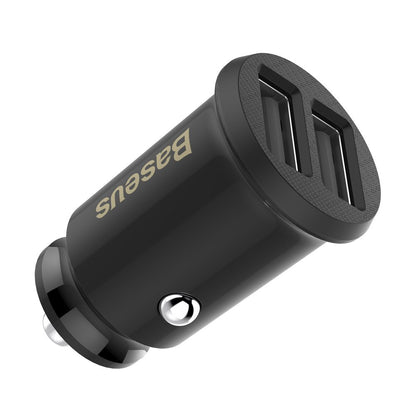 Car Charger Baseus Grain, 10W, 2.4A, 2 x USB-A, Black CCALL-ML01