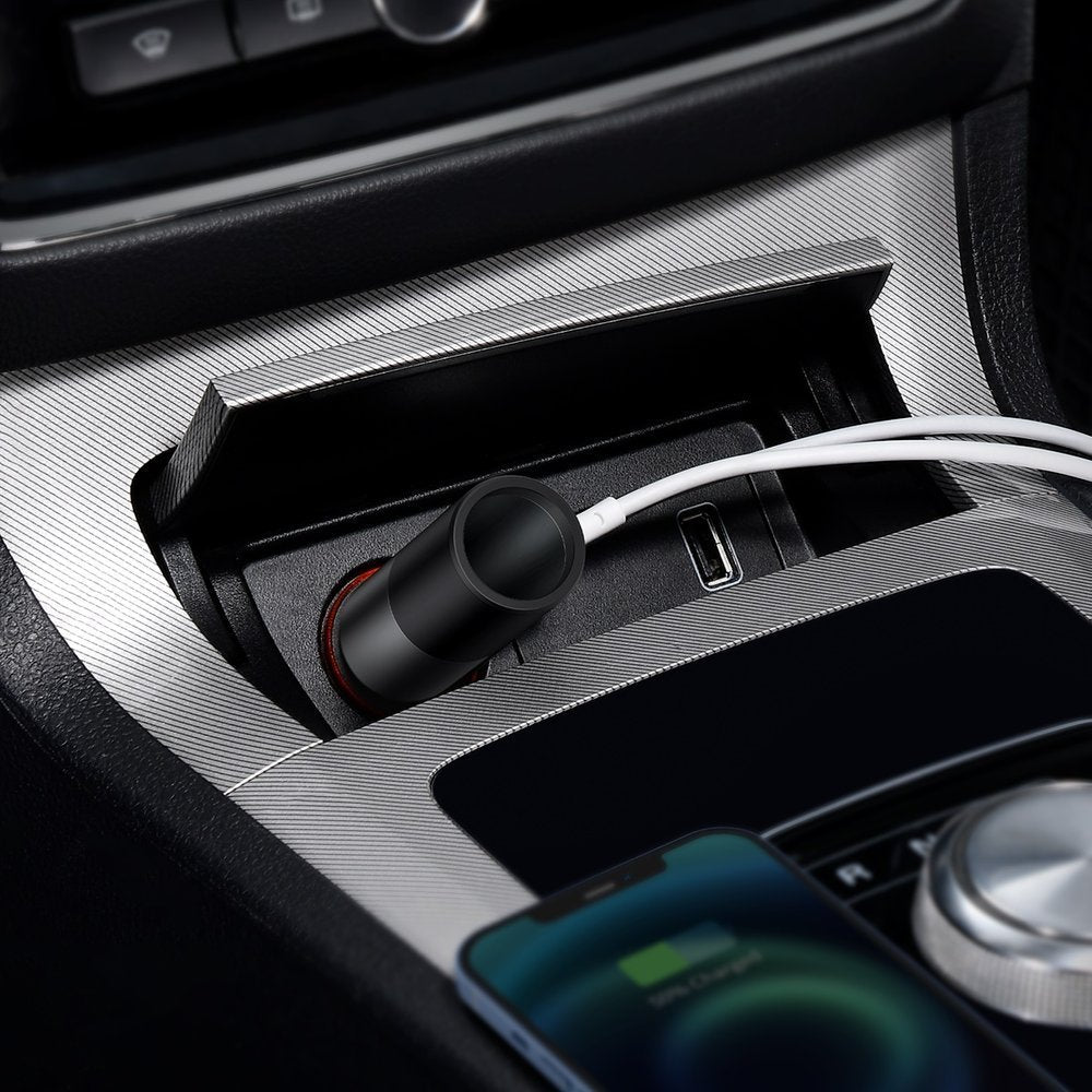 Car Charger Baseus Share Together, 120W, 3A, 1 x Cigarette Lighter Extension - 1 x USB-A - 1 x USB-C, Grey CCBT-C0G 