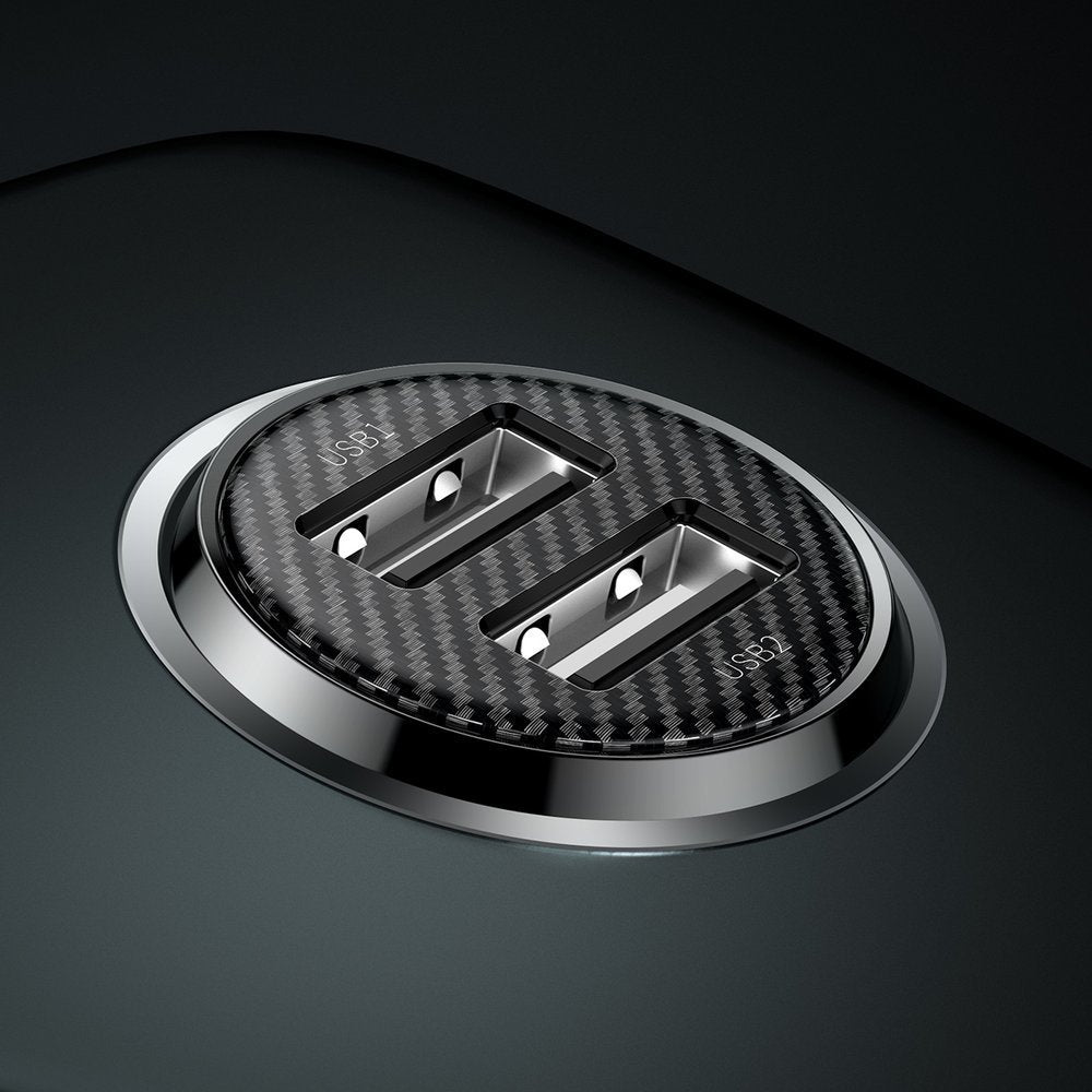 Auto punjač Baseus Grain Pro, 24W, 2.4A, 2 x USB-A, Crni CCALLP-01