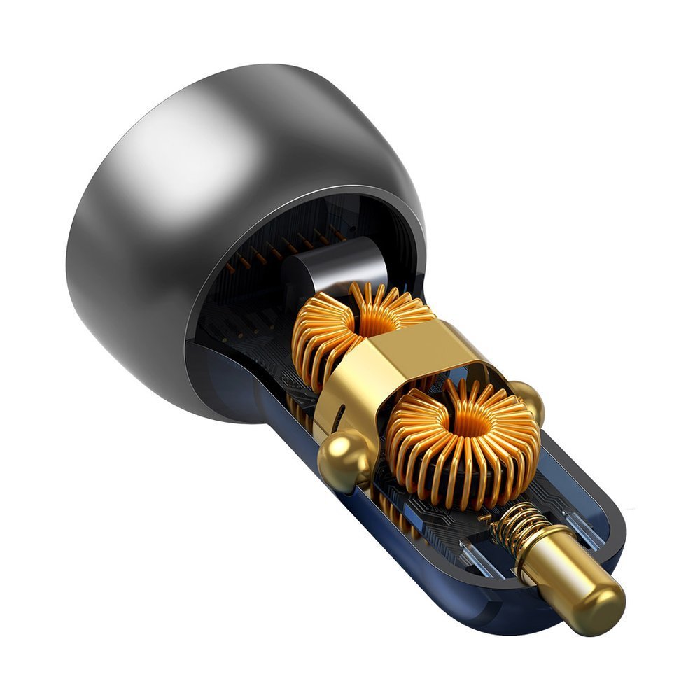 Auto punjač Baseus, 65W, 5A, 1 x USB-A - 1 x USB-C, Sivi CCKX-C0A
