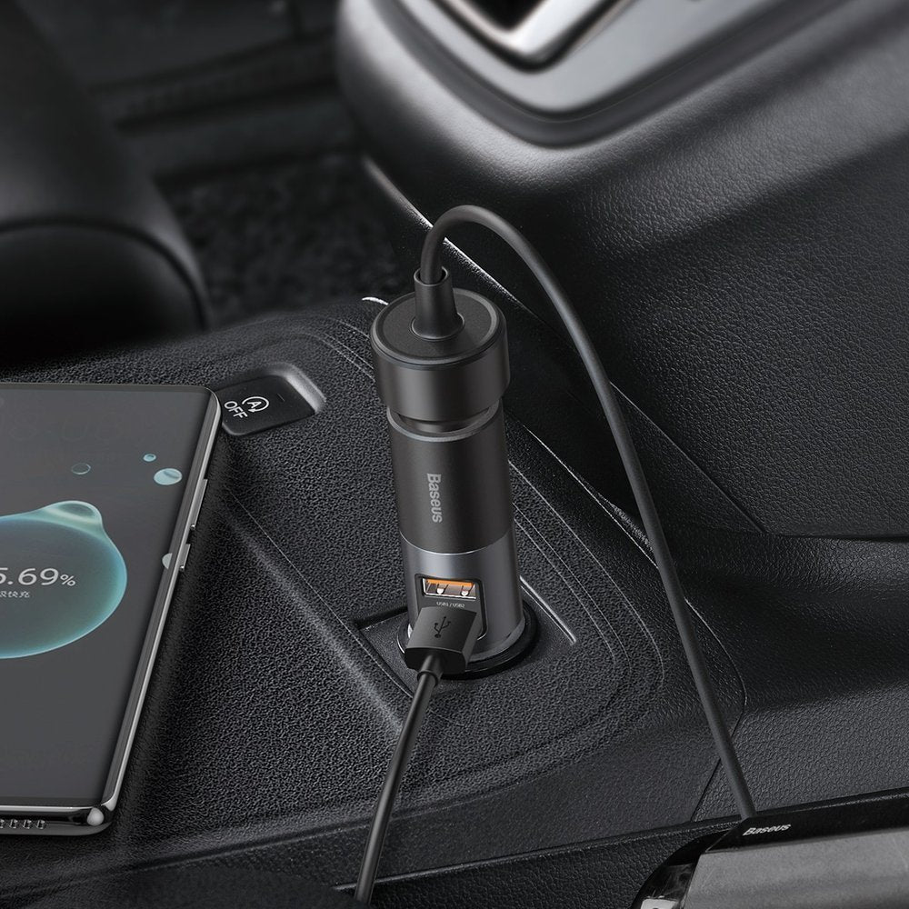Auto punjač Baseus Share Together, 120W, 3A, 1 x produžetak za upaljač - 2 x USB-A, Crni CCBT-D0G