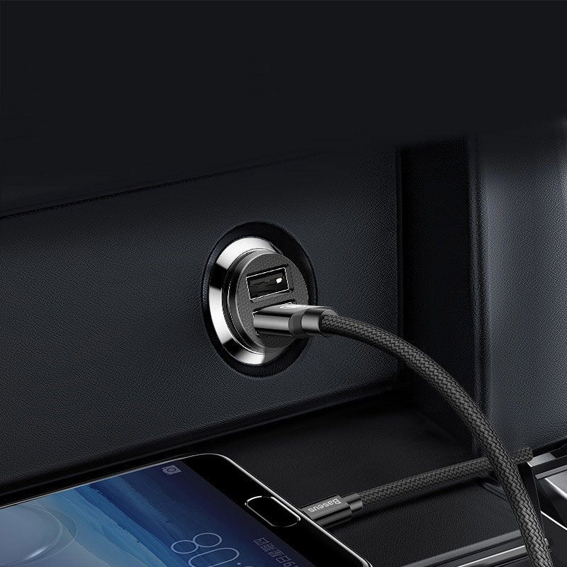 Car Charger Baseus Grain, 10W, 2.4A, 2 x USB-A, Black CCALL-ML01