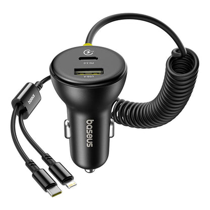 Auto punjač sa USB-C / Lightning kablom Baseus Circular, 60W, 3A, 1 x USB-A - 1 x USB-C, Crni C00035902121-00