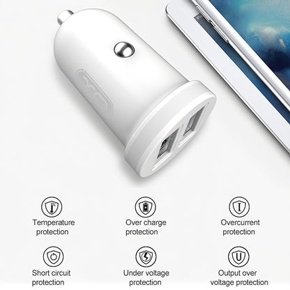 Auto punjač XO Design CC-18, 10.5W, 2.1A, 2 x USB-A, Beli