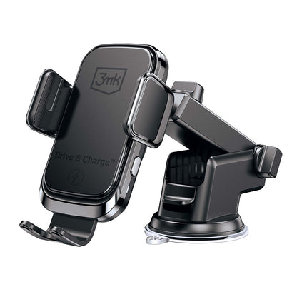 Auto punjač Wireless 3MK Drive&Charge, 15W, 1.67A, Crni