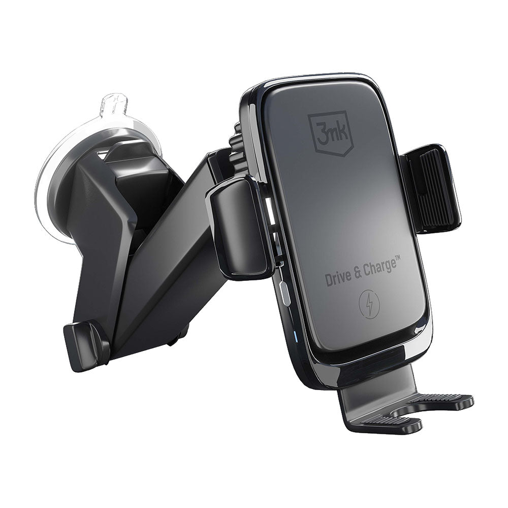 Auto punjač Wireless 3MK Drive&Charge, 15W, 1.67A, Crni