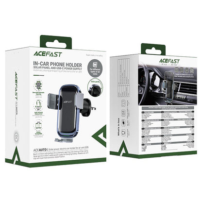 Auto punjač Acefast D39 sa solarnim panelom, 15W, 1.67A, Crni