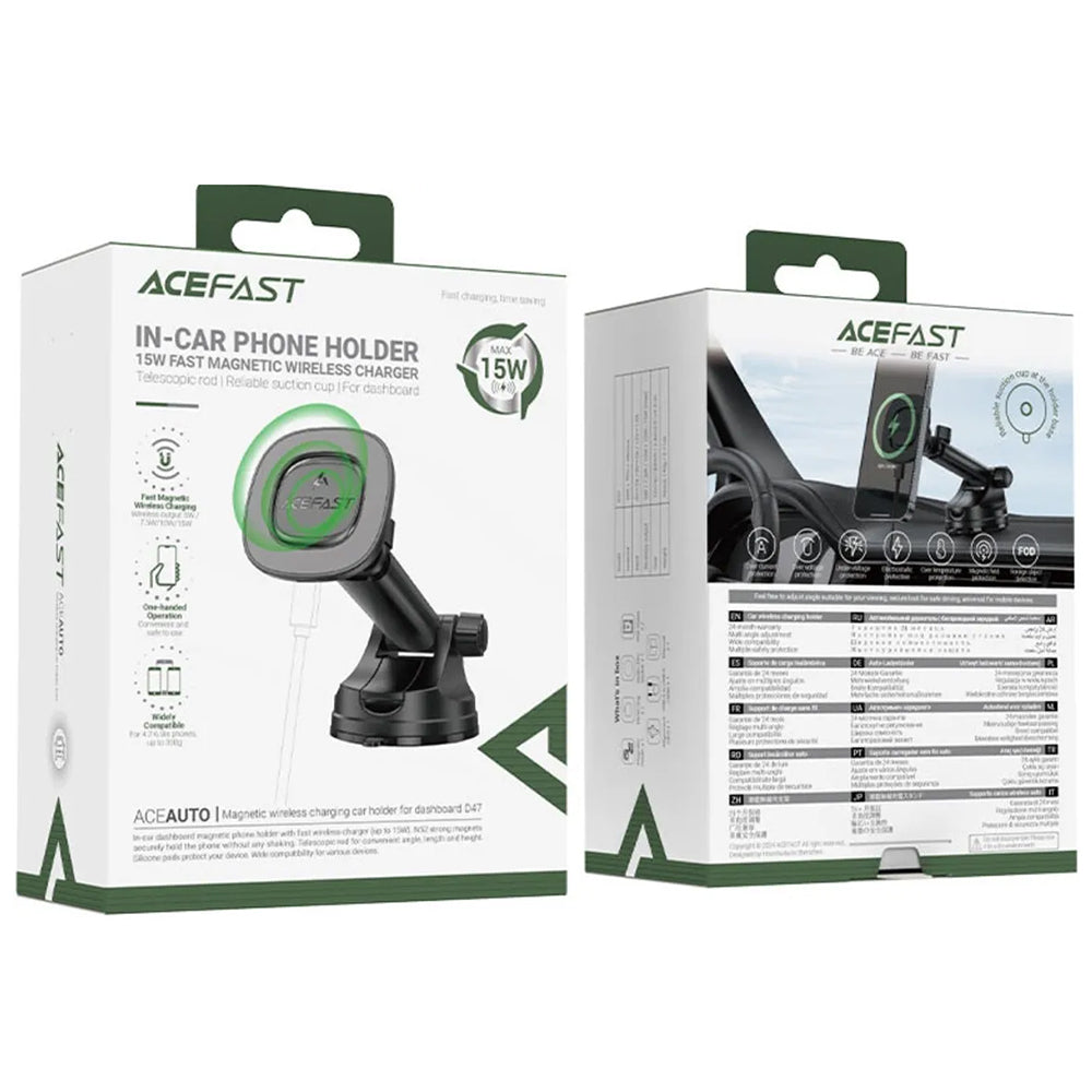 Auto punjač bez kablova Acefast D47, 15W, 1.67A, Crni