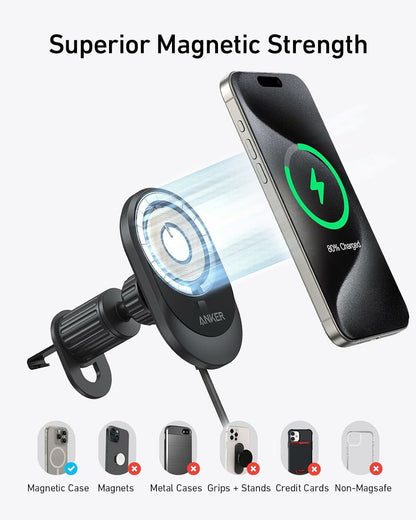 Auto punjač Anker MagGo, 15W, 1.67A, Crni B2932G11