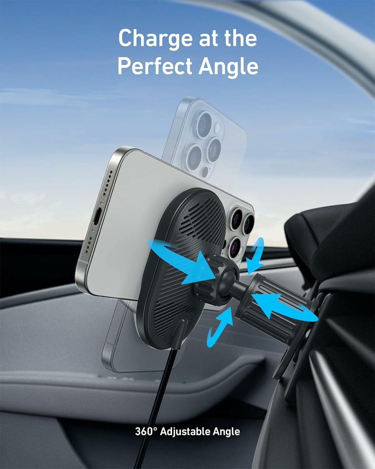 Auto punjač Anker MagGo, 15W, 1.67A, Crni B2932G11