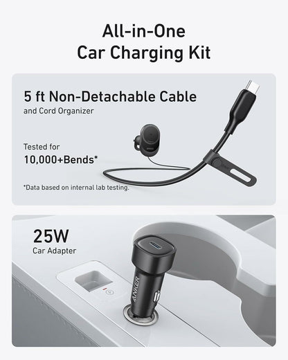 Auto punjač Anker MagGo, 15W, 1.67A, Crni B2932G11