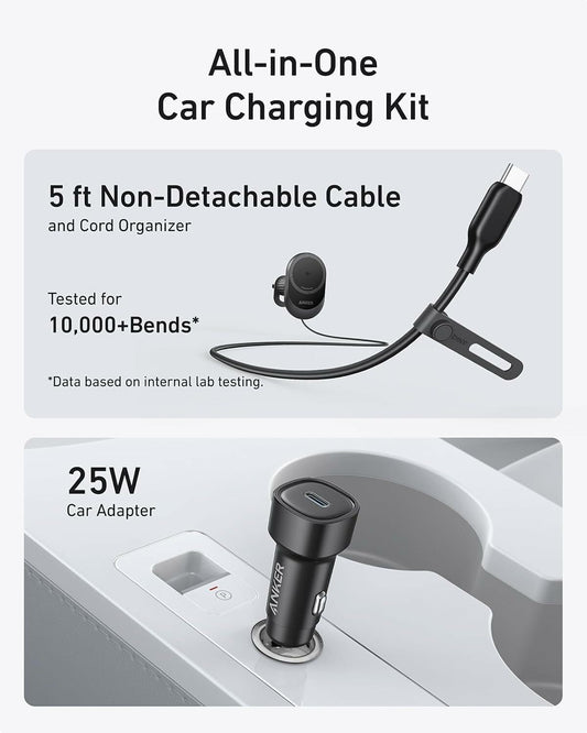 Auto punjač Anker MagGo, 15W, 1.67A, Crni B2932G11