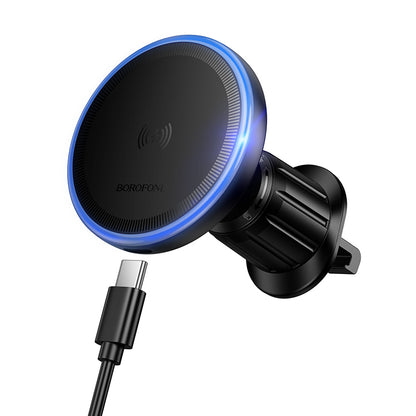 Auto bežični punjač Borofone BH224 Flash, 15W, 1.67A, Crni