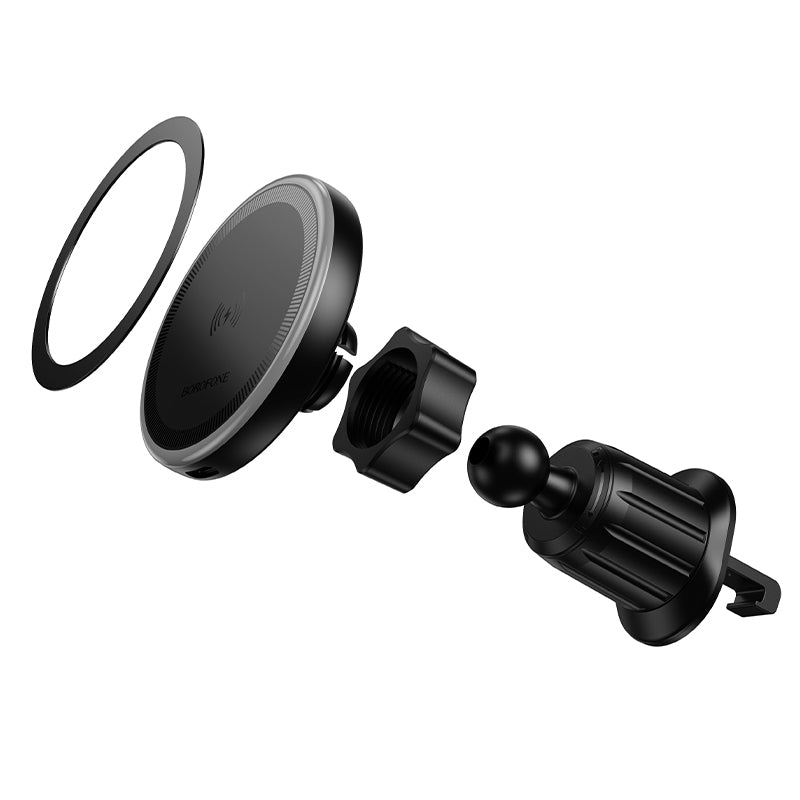 Auto bežični punjač Borofone BH224 Flash, 15W, 1.67A, Crni