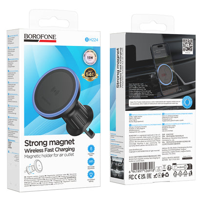 Auto bežični punjač Borofone BH224 Flash, 15W, 1.67A, Crni