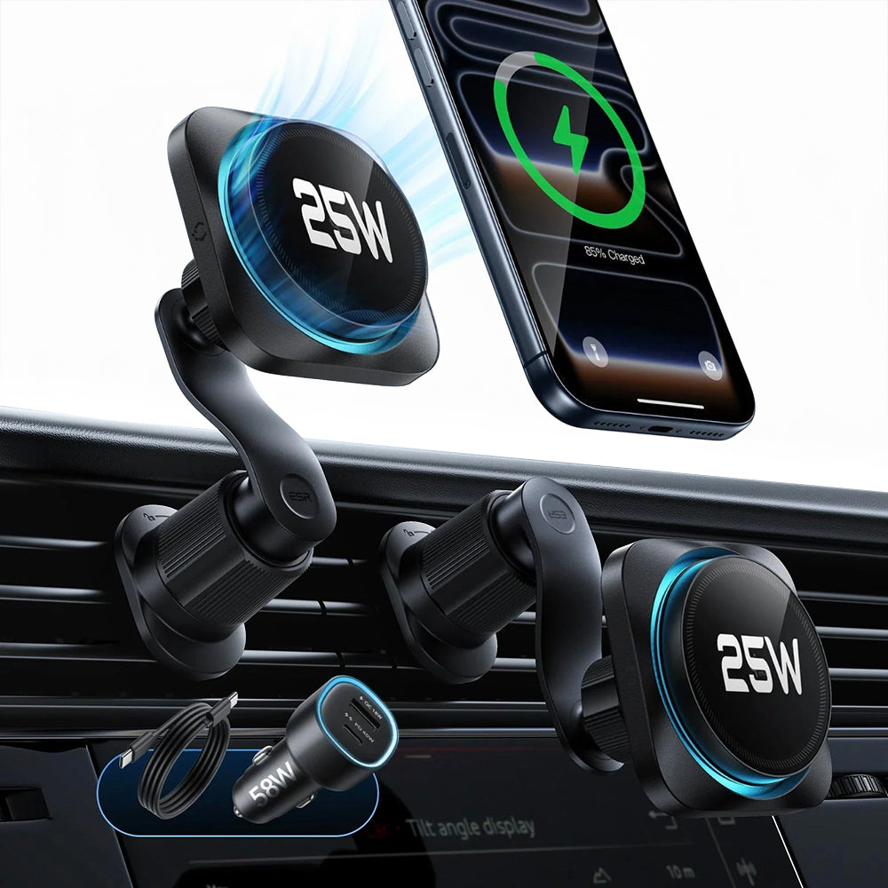Bežični auto punjač ESR, 25W, Crni