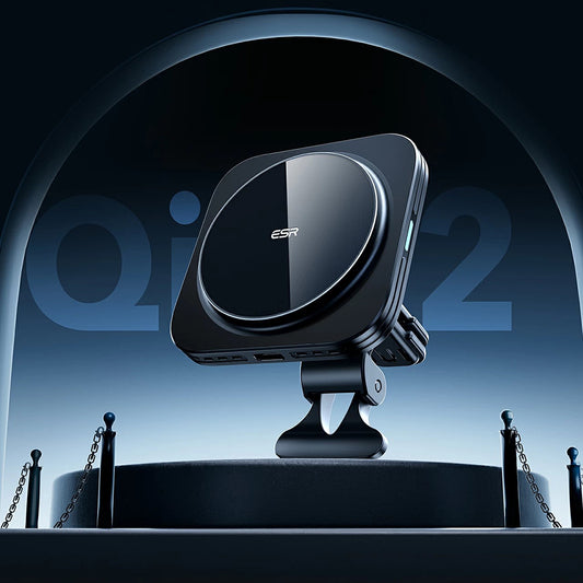 Bežični auto punjač ESR HaloLock Vent, 15W, 1.67A, Crni