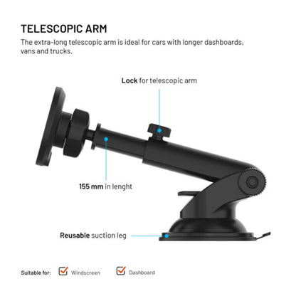 Auto punjač Wireless Fixed MagRound 2 XL, 15W, 1.67A, Crni