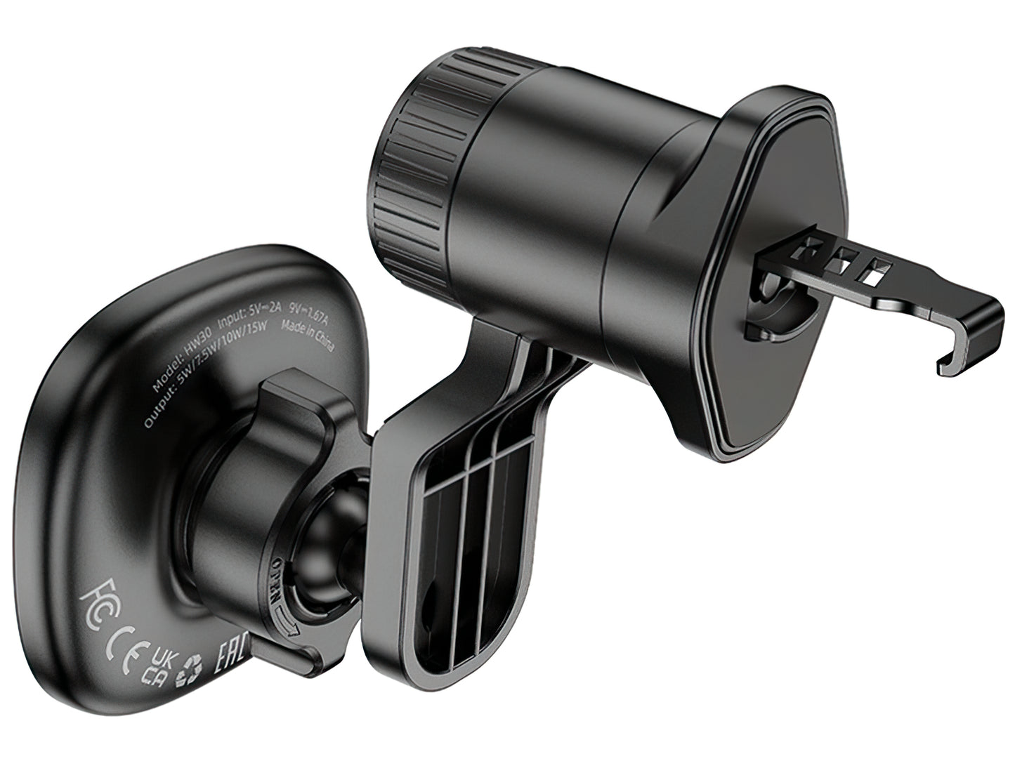 Auto punjač Wireless HOCO HW30, 15W, 1.67A, Crni