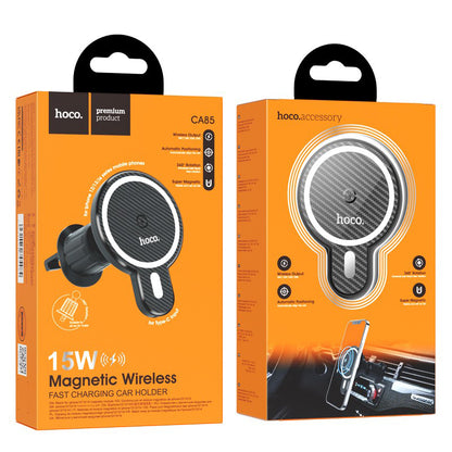 Bežični auto punjač HOCO CA85, 15W, 1.67A, Crni