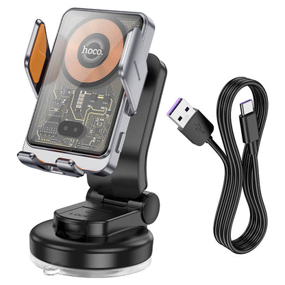 Bežični auto punjač HOCO HW8, 15W, 1.67A, Crni