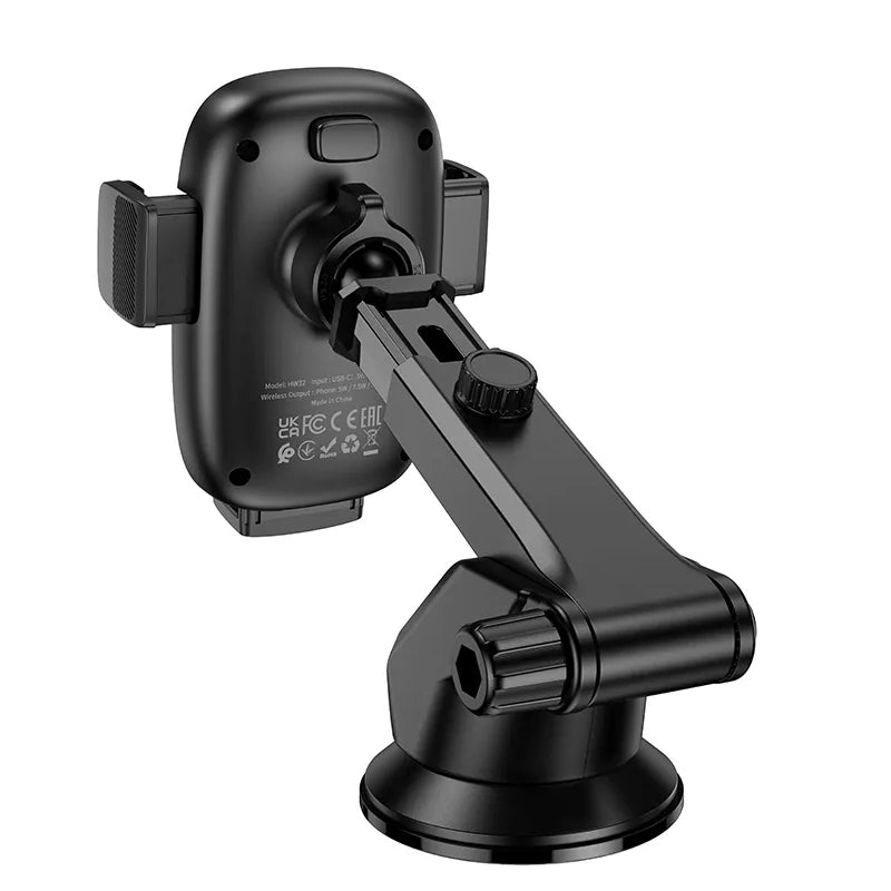 Bežični auto punjač HOCO HW32, 15W, 1.67A, Crni