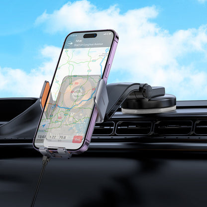 Bežični auto punjač HOCO HW8, 15W, 1.67A, Crni