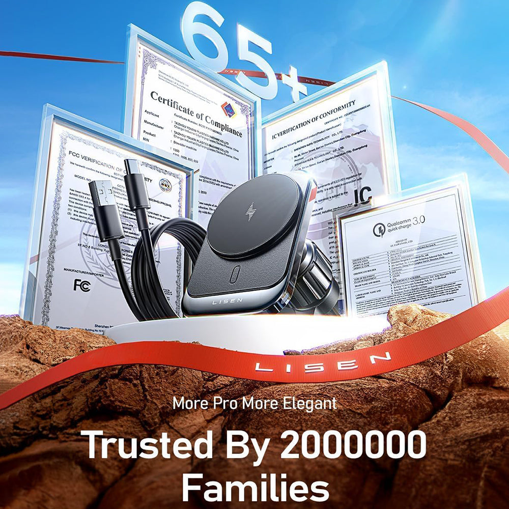 Incarcator Auto Wireless Lisen, 15W, 1.67A, Crni YL0223070009