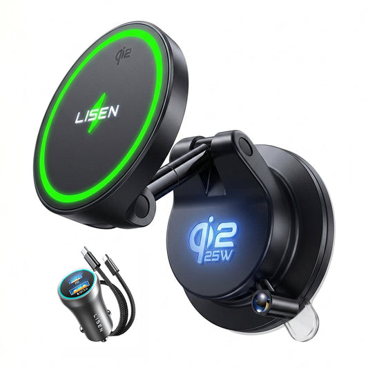 Bežični auto punjač Lisen W608 Pro, 25W, Crni YL0225090001