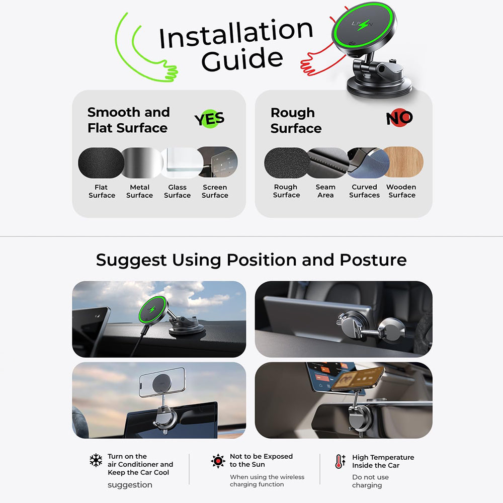 Bežični auto punjač Lisen W608 Pro, 25W, Crni YL0225090001