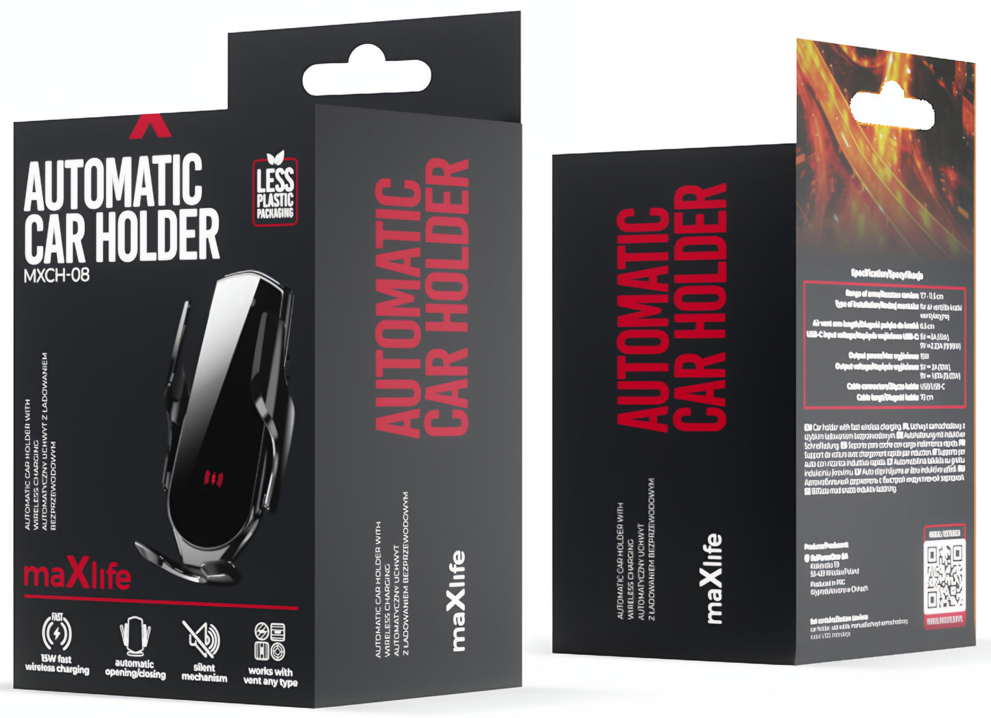 Auto punjač bez kablova MaXlife MXCH-08, 15W, 1.67A, Crni