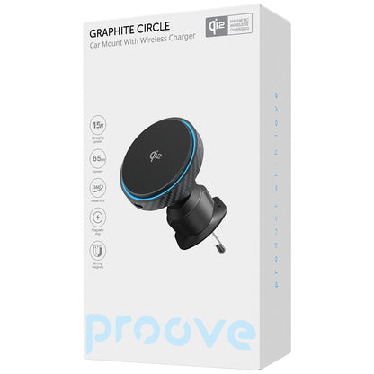 Bežični Auto Punjač Proove Graphite Circle, 15W, 1.67A, Crni WHGC15010001