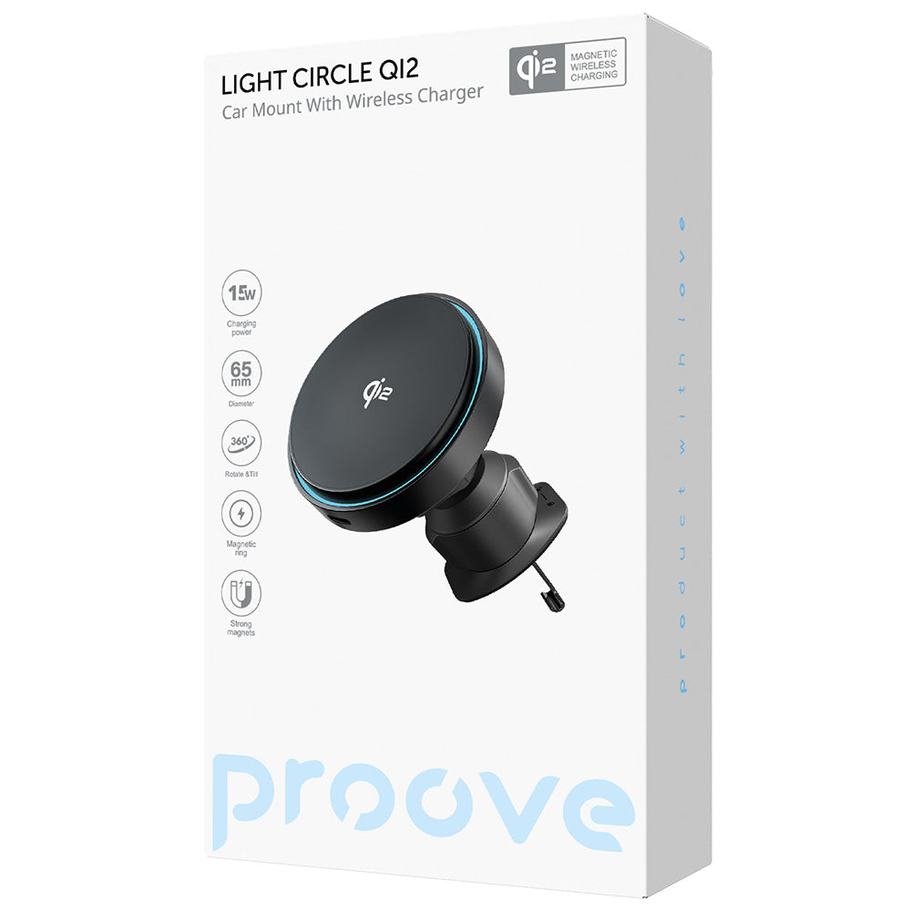 Incarcator Auto Wireless Proove Light Circle, 15W, 1.67A, Sivi WHLC15010002