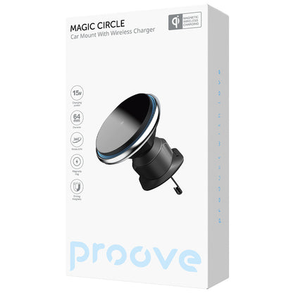 Punjač za auto Proove Magic Circle, bežični, 15W, 1.67A, srebrni WHMC15020006