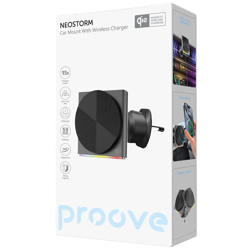 Incarcator Auto Wireless Proove Neostorm, 15W, 1.67A, Sivi WHNS15002003
