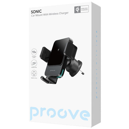 Incarcator Auto Wireless Proove Sonic, 15W, 1.67A, Sivi WHSN15002001