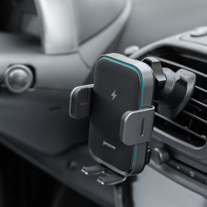 Incarcator Auto Wireless Proove Triple Clamp Pro, 15W, 1.67A, Sivi WHTP15010004